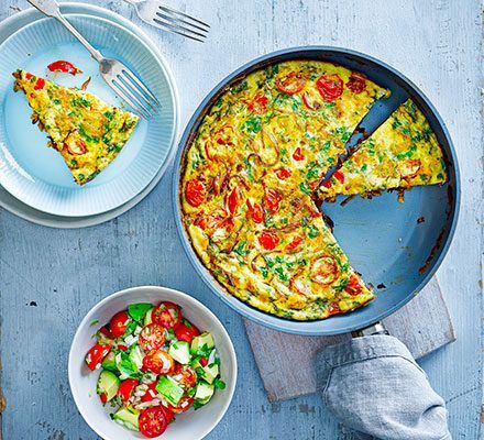 Frittata com salsa e abacaxi